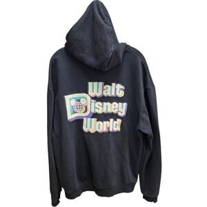 Walt Disney World Retro Black Sweatshirt Full Zip Hoodie Adult Medium
